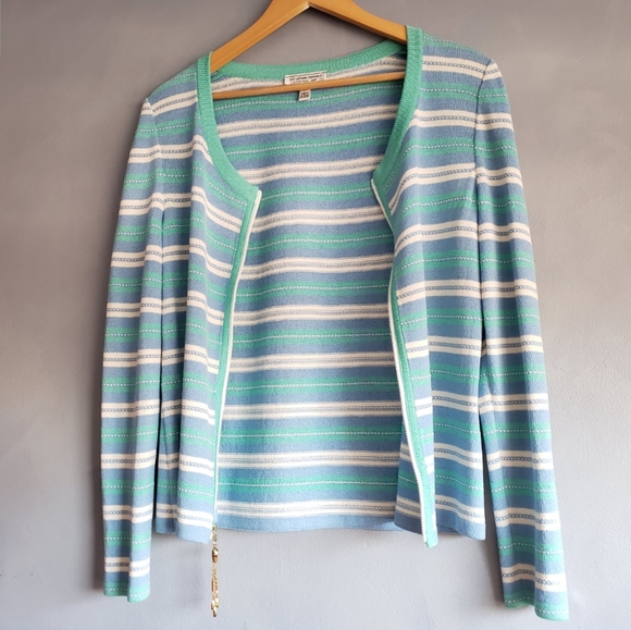 ST. JOHN SPORT, MARIE GRAY, VINTAGE SWEATER, BLUE, GREEN, SIZE S, M, NEW - Picture 4 of 13
